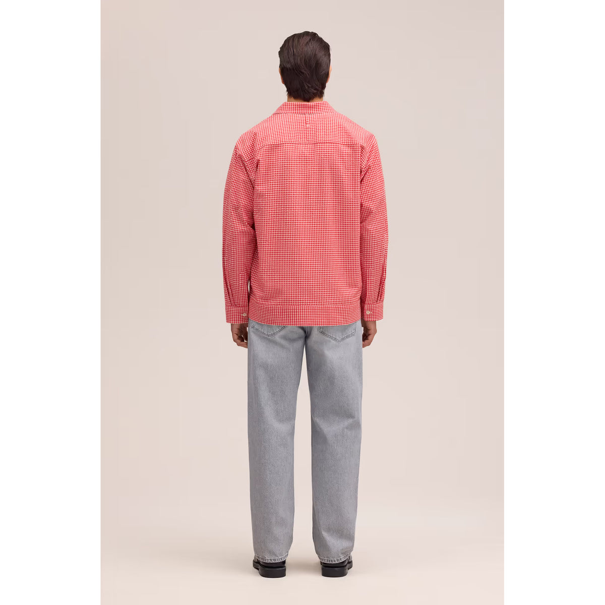 Men's Reed Seersucker Overshirt by NN07 in Chili Glow, featuring a lightweight seersucker fabric with a relaxed fit and button closure.