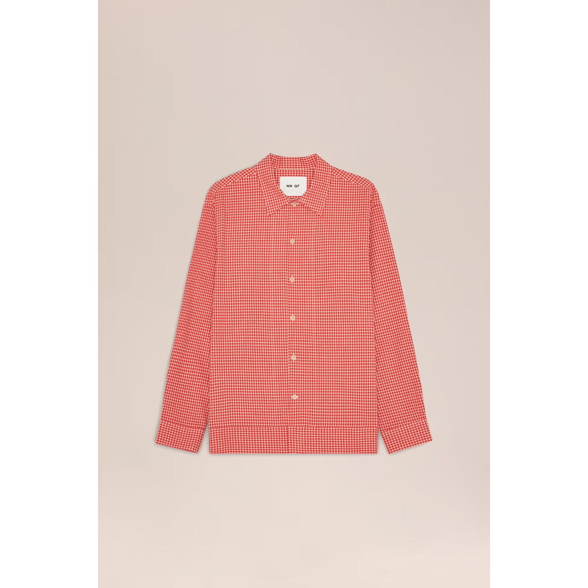 Men's Reed Seersucker overshirt by NN07 in Chili Glow color, featuring lightweight seersucker fabric and casual fit.