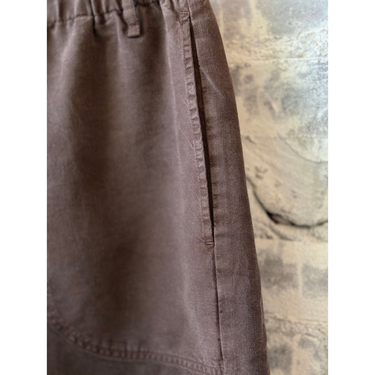 Women's Hartford Stefi Woven Short in wood color, showcasing lightweight, breathable woven fabric and casual fit.