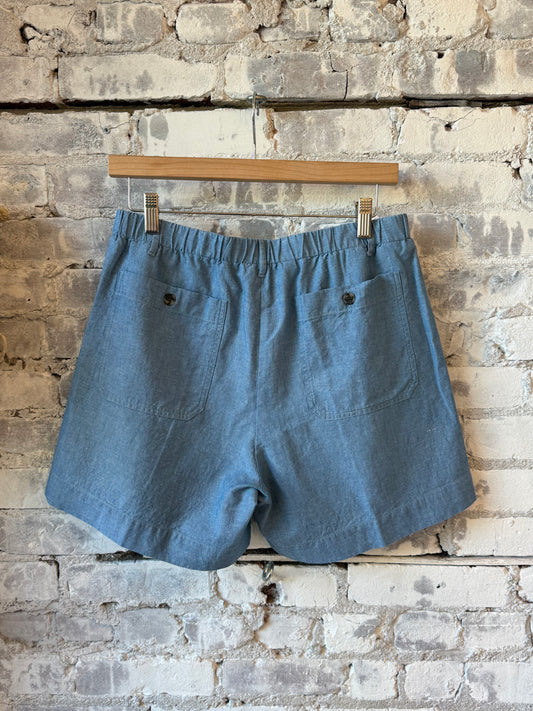 Hartford Women's Stefi Linen/Chambray Short - Denim Blue Dark Gray