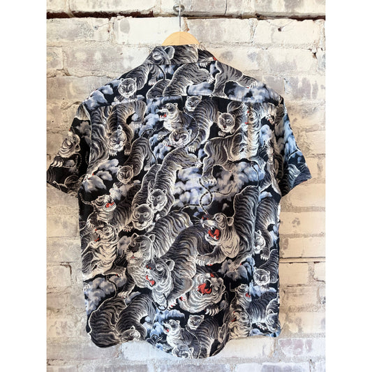 Freenote Cloth Hawaiian Tiger Shirt - Black Dim Gray