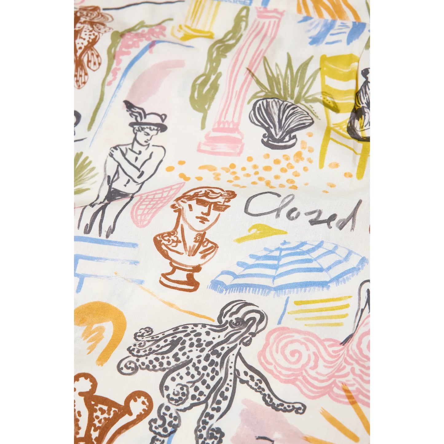 Men's resort shirt with colorful graphic print by Closed, featuring a casual multi-color design and relaxed fit.