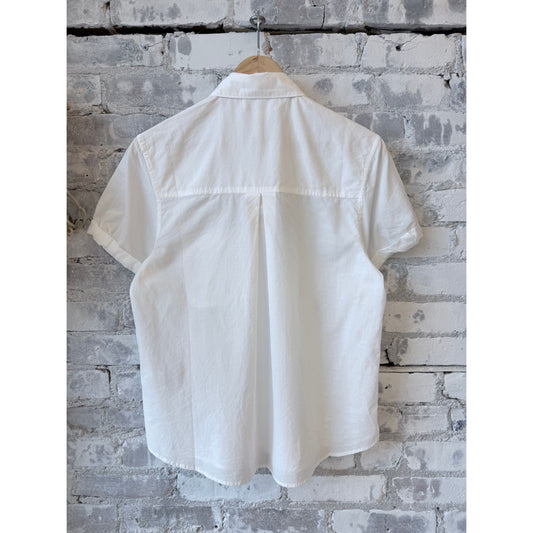 Lightweight Cotton Poplin Women's Shirt with Rolled-Up Sleeves - White - DUNE + SALT