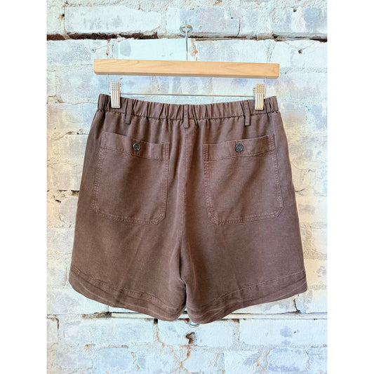 Hartford Women's Stefi Woven Short in wood color, featuring lightweight fabric and casual style for warm weather wear.