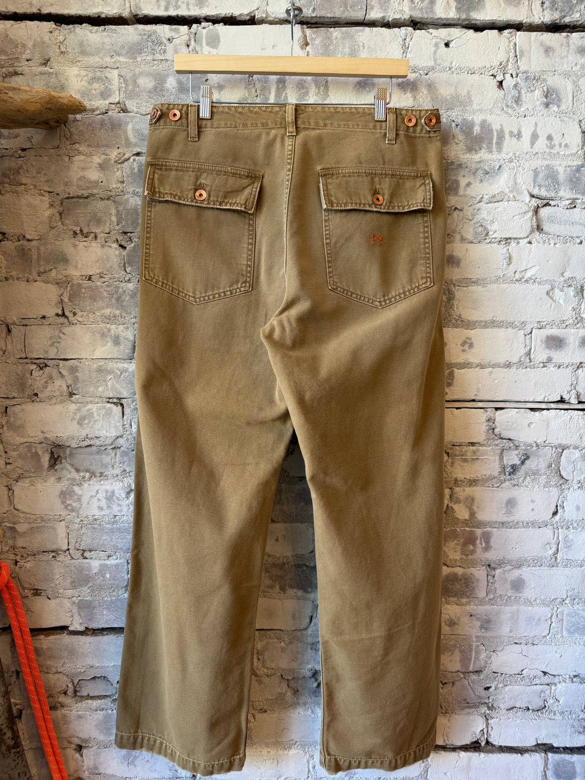 President's Miner Fatigue Canvas Pants in khaki, sturdy work pants with a relaxed fit and durable fabric for outdoor activities.
