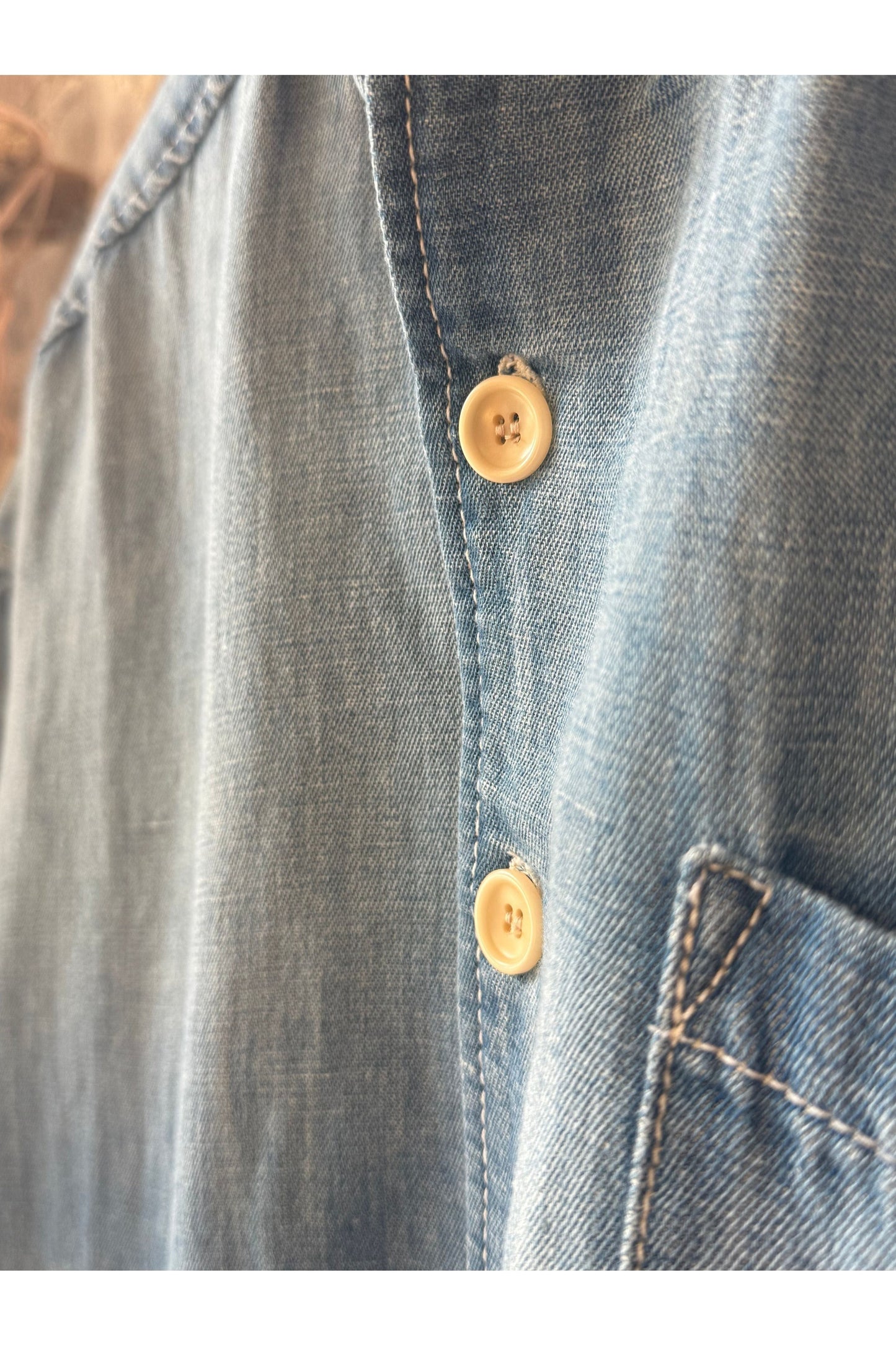 Chambray Cropped Shirt - Light Indigo - DUNE + SALT