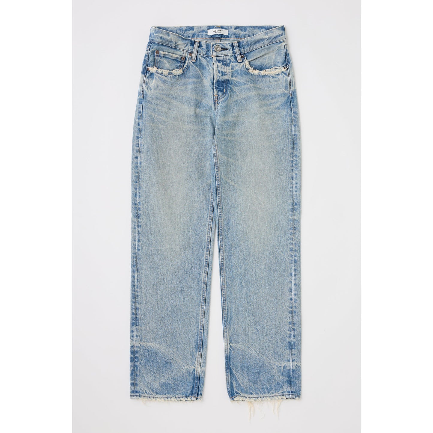 Moussy Wildwood Straight Low - Light Blue Dark Gray