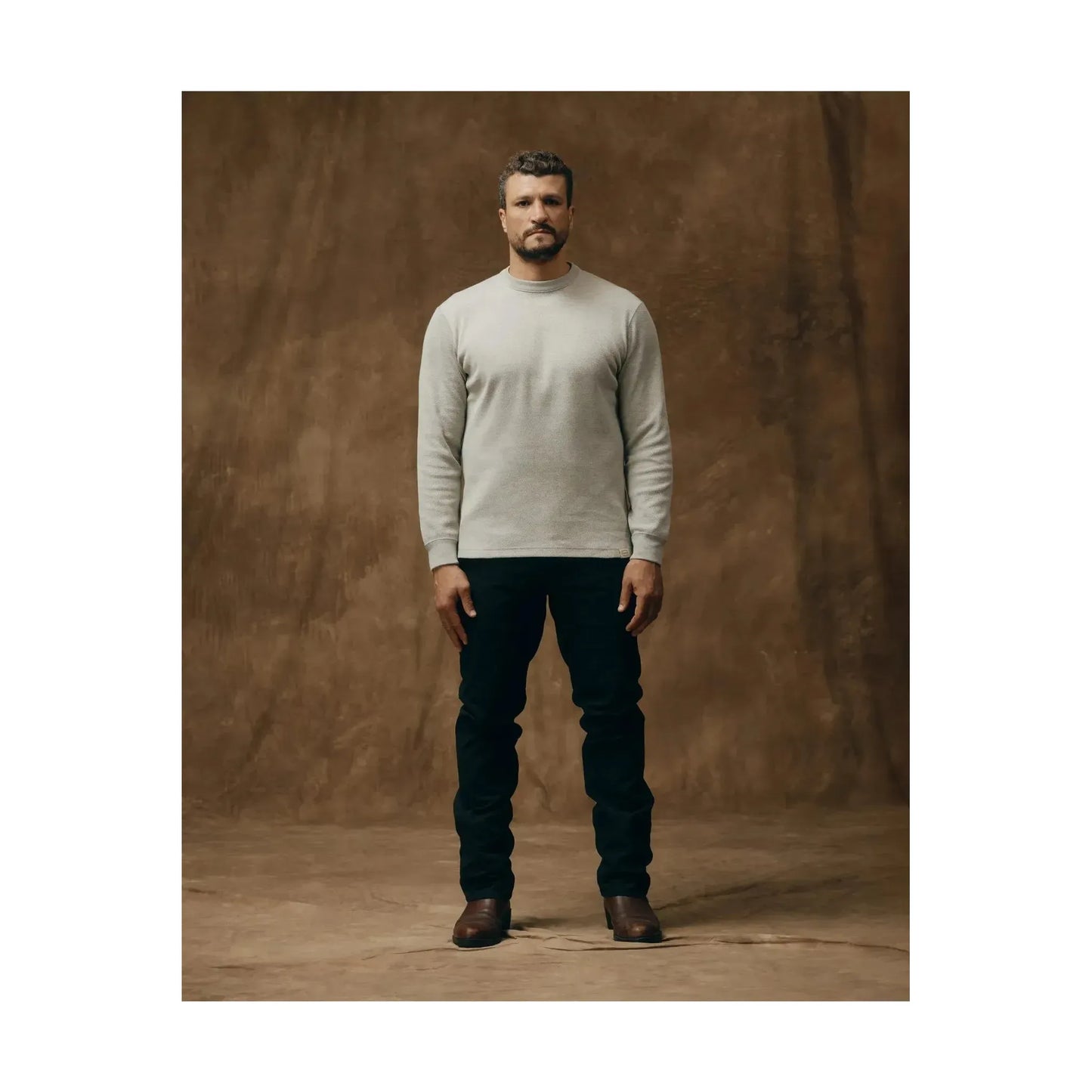 Waffle Knit Thermal Crewneck - Light Heather Gray - DUNE + SALT