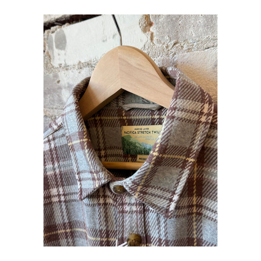 Pacifica Stretch Twill Overshirt - Warm Plaid - DUNE + SALT