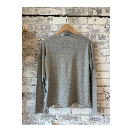Cotton Cashmere Jersey LS Knit Crew - Heather Grey - DUNE + SALT