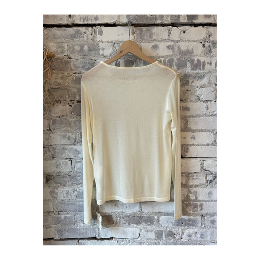 Silk/Cashmere LS Jersey Crew - White - DUNE + SALT