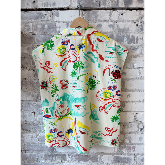 Sleeveless Viscose Top - Stamp Multi - DUNE + SALT