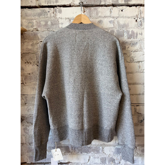 V::Room Cotton Tencel Brushed Fleece LS Cardigan - Heather Charcoal Dark Gray