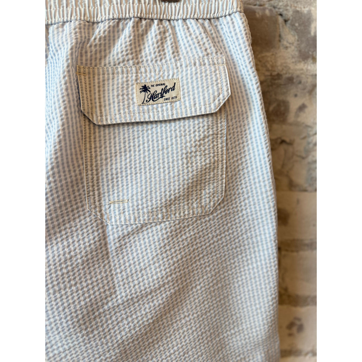 Hartford Men's Seersucker Woven Swimshort - Sky Gray