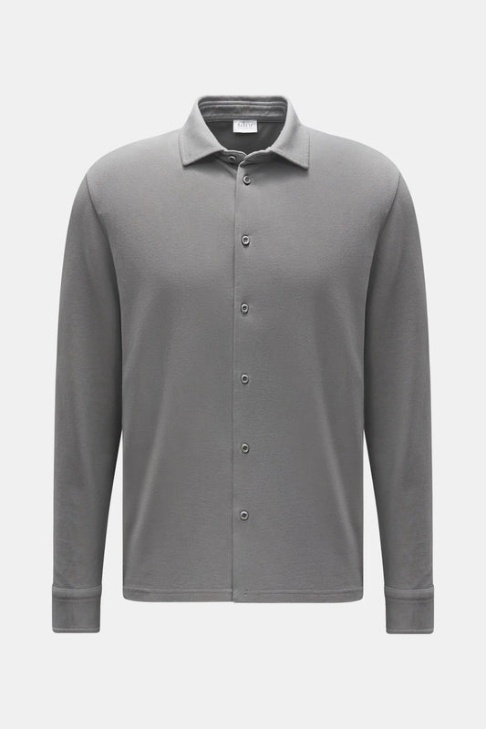 Piqué Slim Collar Shirt - Grey - DUNE + SALT