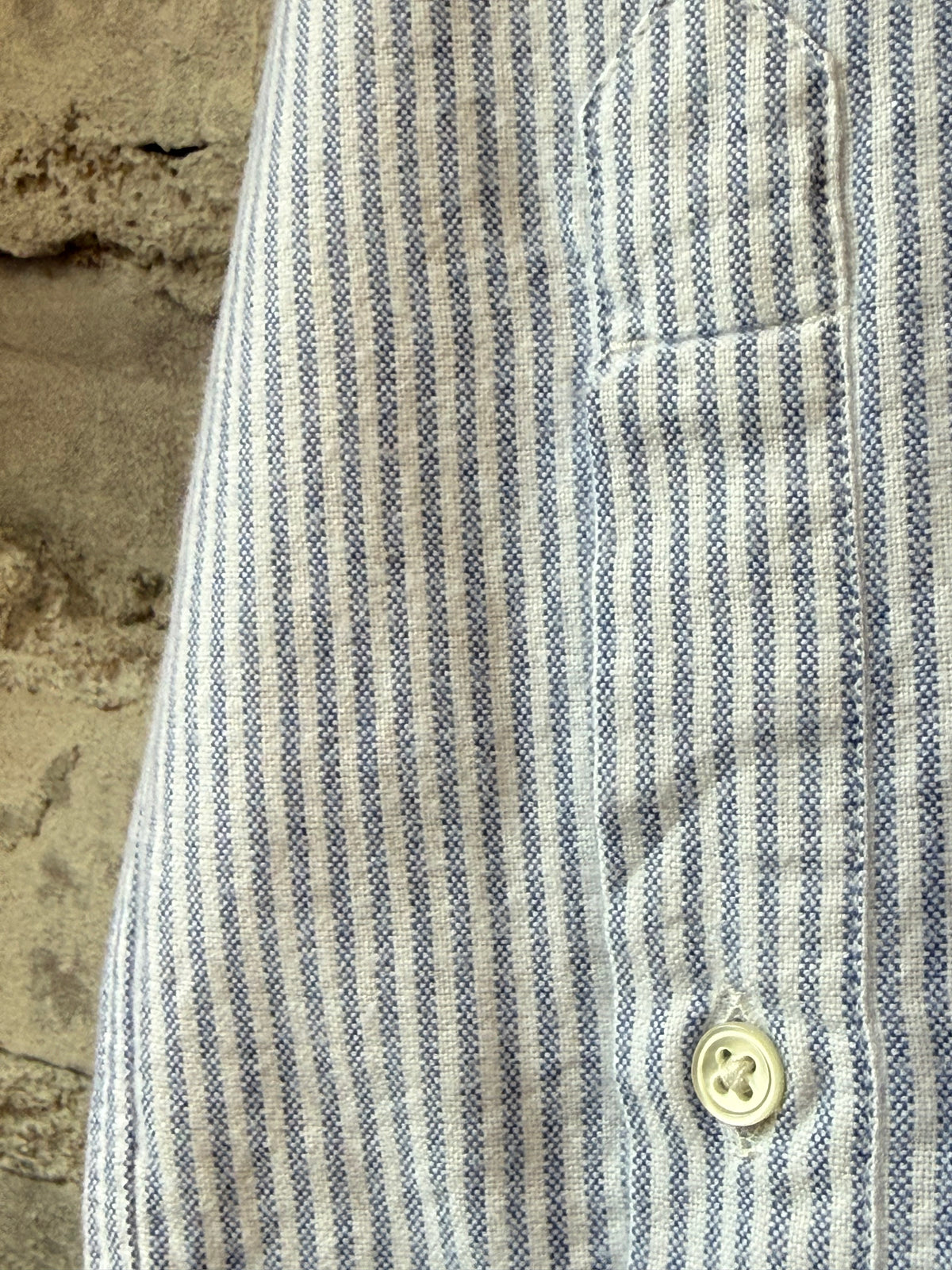 Hartford Men's Pitt Brushed Oxford Woven Shirt - Blue Stripe Gray