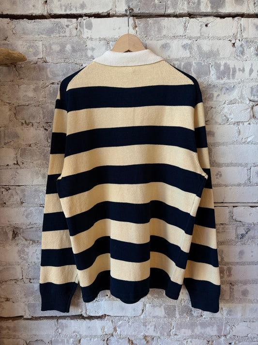 Cotton-Yarn Longsleeve Polo Shirt - Corda/Blue - DUNE + SALT
