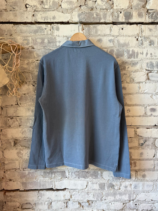 Light Fleece Rugby Knitted Polo - Denim - DUNE + SALT