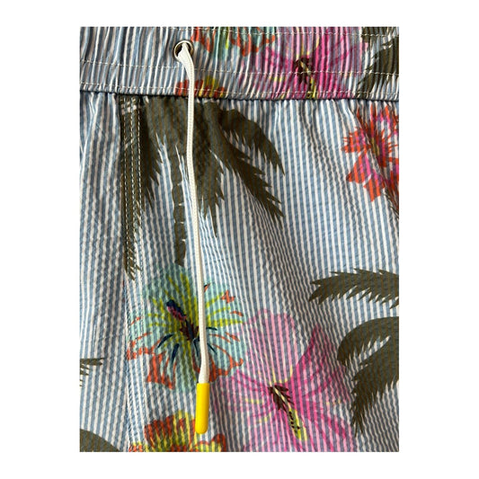 Printed Seersucker Swim Short - Blue Floral - DUNE + SALT