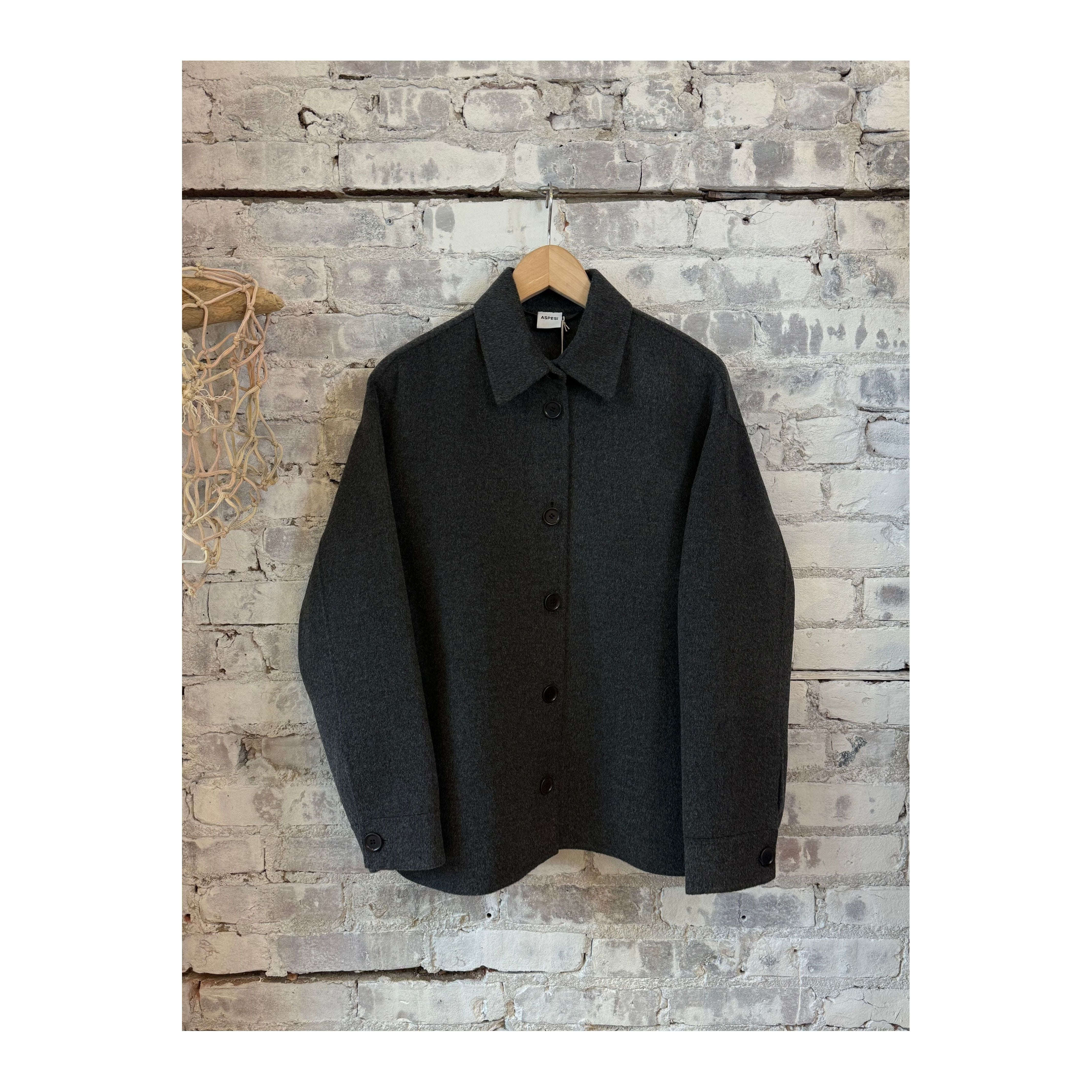 ジャケット・アウター argue WOOL FLEECE W-FACE SHIRTS COAT Black Suede And Sherpa Reversible Coat