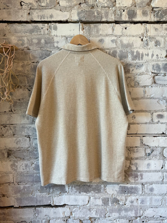 Kepani Raffy Pique Knit Polo Shirt - Oatmeal Dark Gray