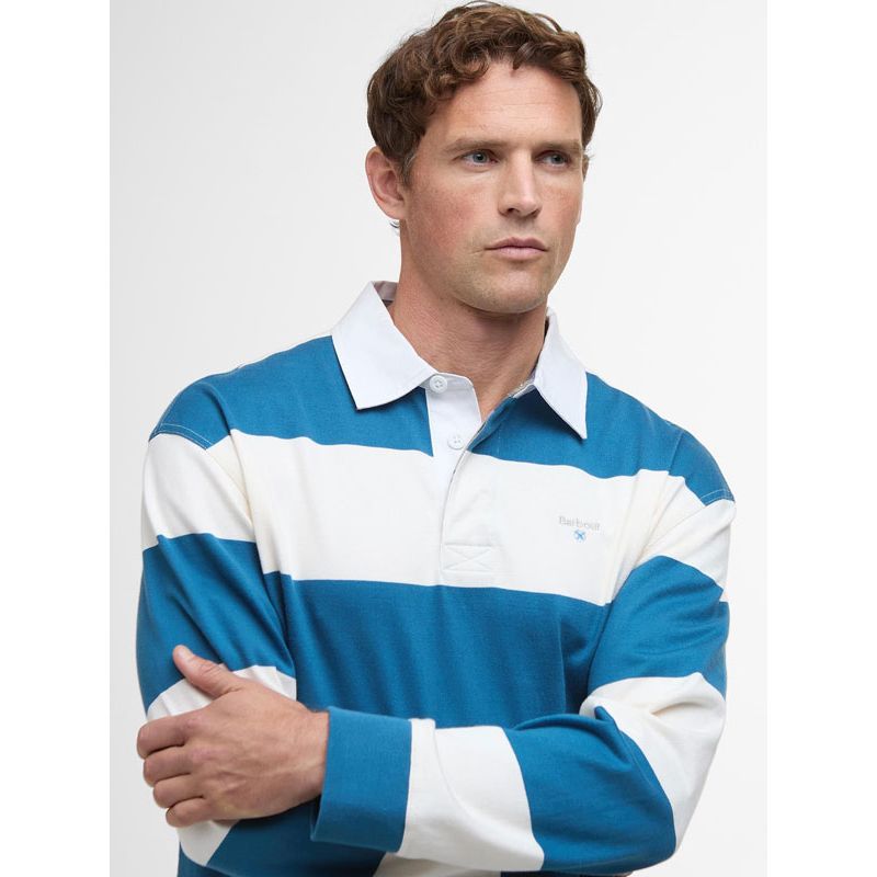 Broome Rugby Shirt - Midnight/White Stripe - DUNE + SALT