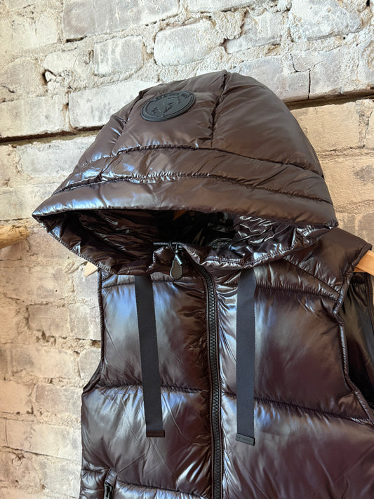 Save The Duck Iria Hooded Vest - Brown Black Dark Slate Gray