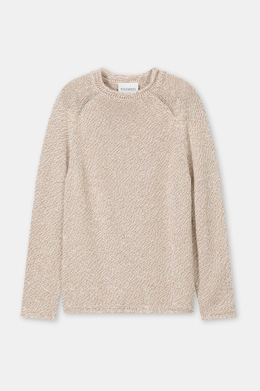 Closed Men's Raw Edged Knit - Rock Beige Gray