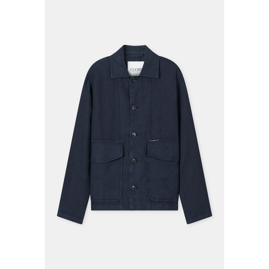 Men's Magma Black Cargo Jacket by Closed Men's, featuring multiple pockets and a durable fabric, shown on a model.