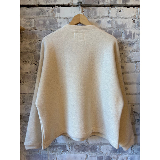V::Room Cotton Tencel Brushed Fleece Oversized LS Crew - Oatmeal Dark Gray