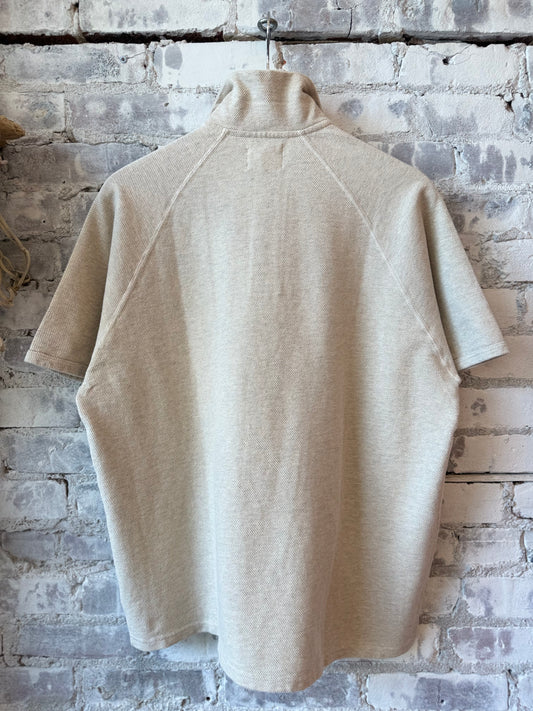 Kepani Raffy Pique Knit Polo Shirt - Oatmeal Gray