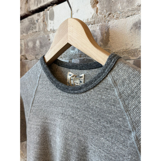 Men's Kepani Raffy Crew Neck SS Sweatshirt in light gray, showcasing a relaxed fit and soft fabric on a plain background.