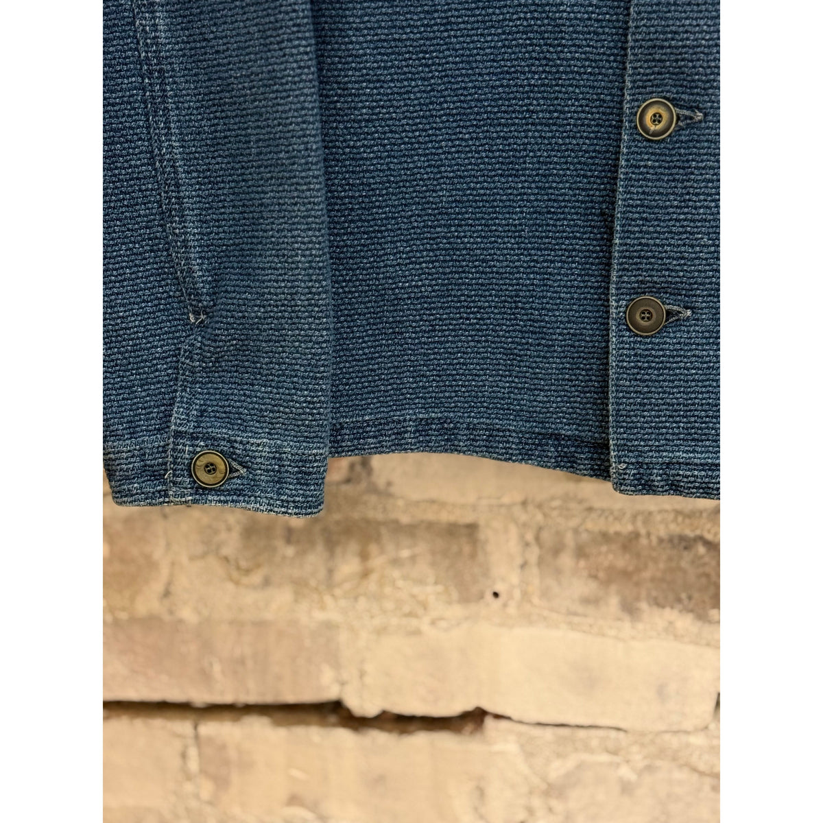 Men's Freenote Cloth Midway Sashiko Jacket with 2-year wash, showcasing traditional sashiko stitching and denim fabric details.