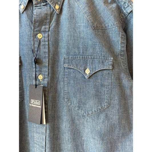 Chambray Classic Western Sport Shirt - Medium Indigo - DUNE + SALT