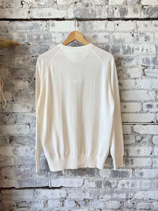 Cotton Crewneck Sweater - White - DUNE + SALT