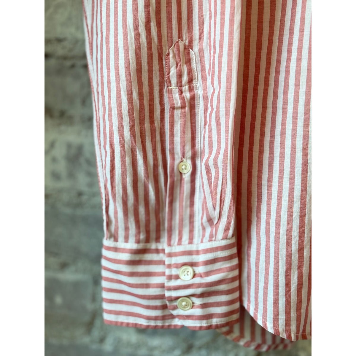 Hartford Men's Paul End-to-End Shirt - Red/White Stripe Light Gray