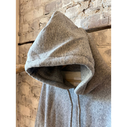V::Room Tencel Brushed Fleece Reverse Weave Pullover Hoodie - Heather Charcoal Rosy Brown