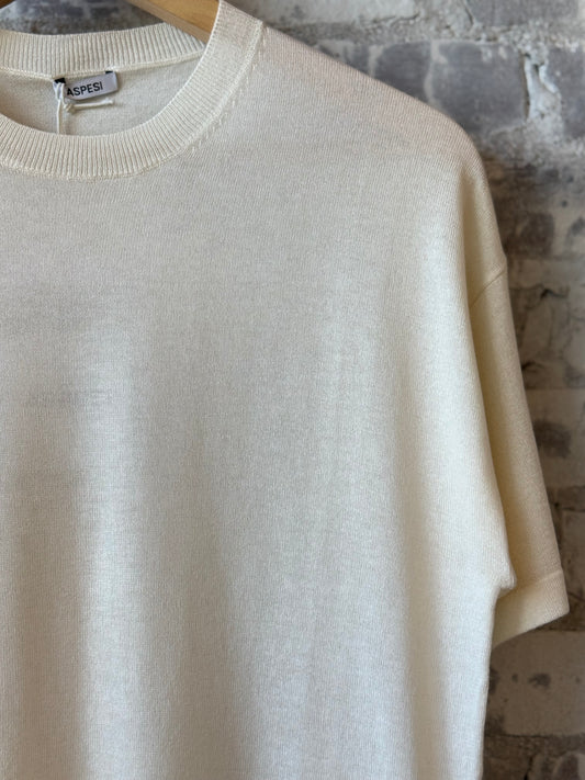 Silk/Cotton/Cashmere Knitted T-Shirt - White - DUNE + SALT