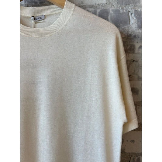 Silk/Cotton/Cashmere Knitted T-Shirt - White - DUNE + SALT