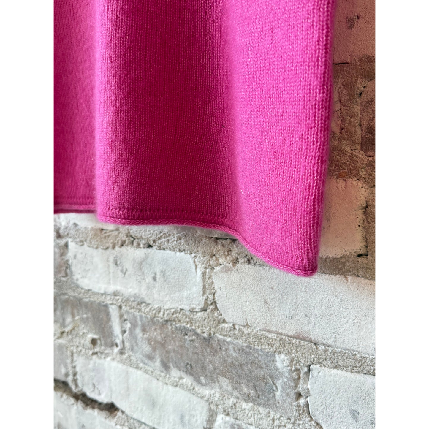 Women's cashmere silk crewneck sweater in buganvillia by Majestic Filatures, shown in a soft, fitted style with a smooth texture.