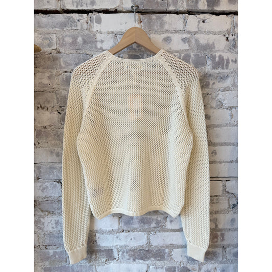 1960s Crochet Cotton Raglan Sweater - - DUNE + SALT