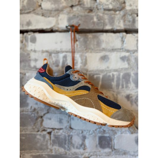 Flower Mountain Wave Man Sneaker – Beige/Navy/Ocher Dark Gray