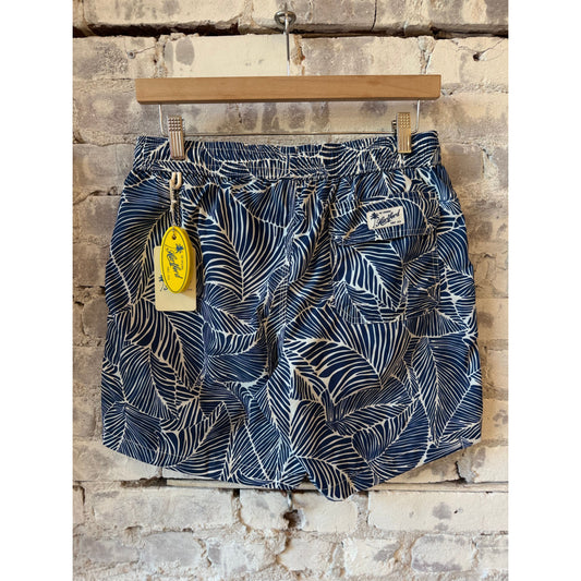 Hartford Men's "Palm" Woven Swimshort - Navy Dark Slate Gray