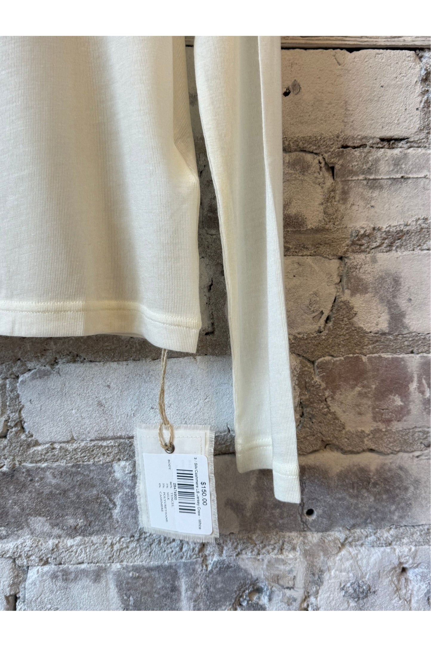 Silk/Cashmere LS Jersey Crew - White - DUNE + SALT