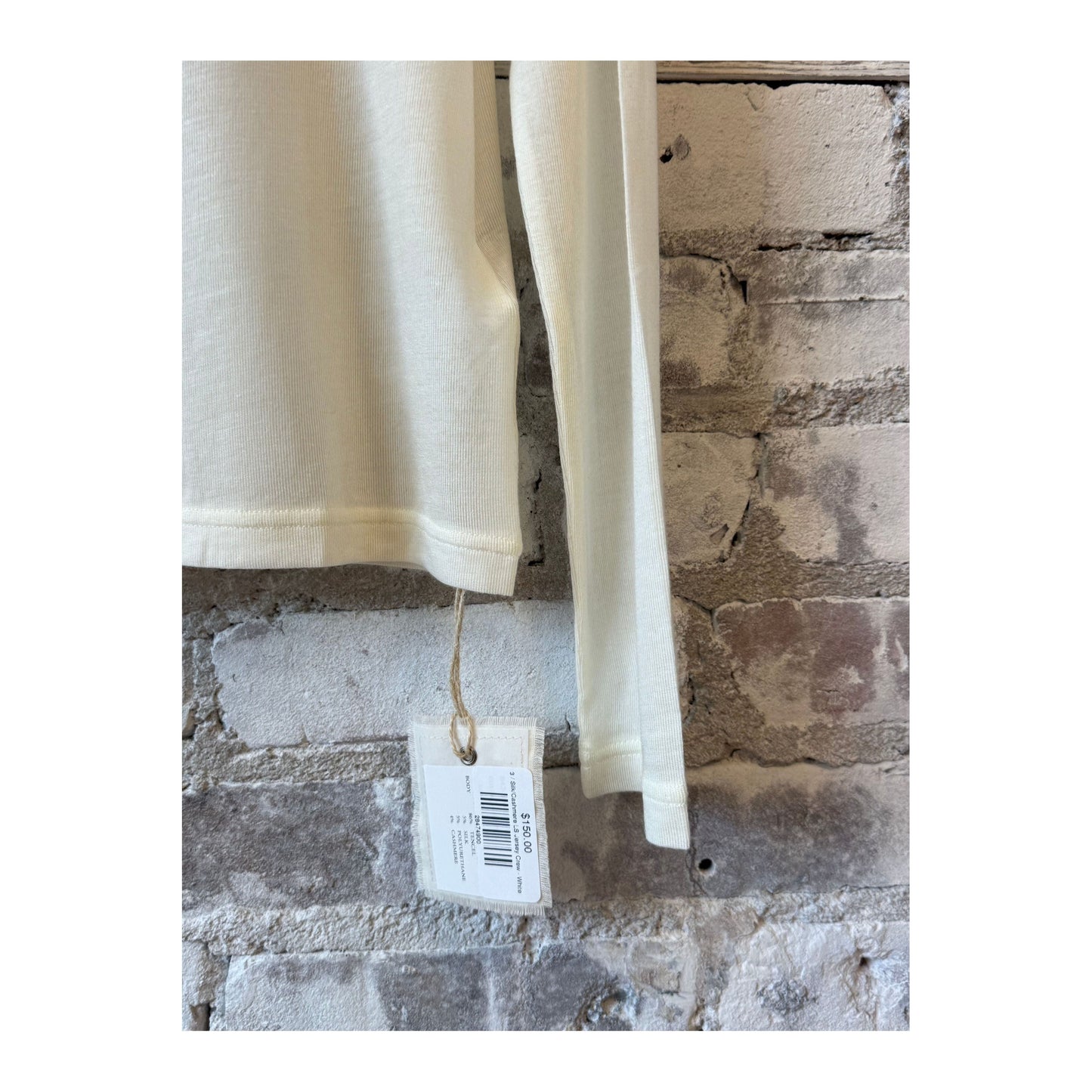 Silk/Cashmere LS Jersey Crew - White - DUNE + SALT