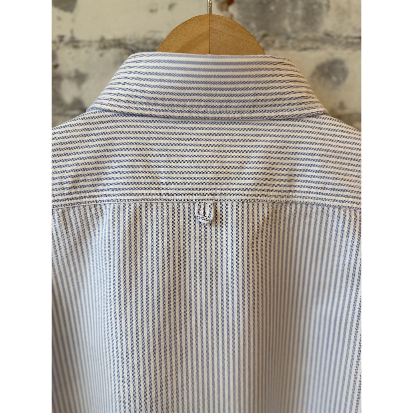 P's Striped Ripped Oxford Shirt - White/Blue Stone Wash - DUNE + SALT