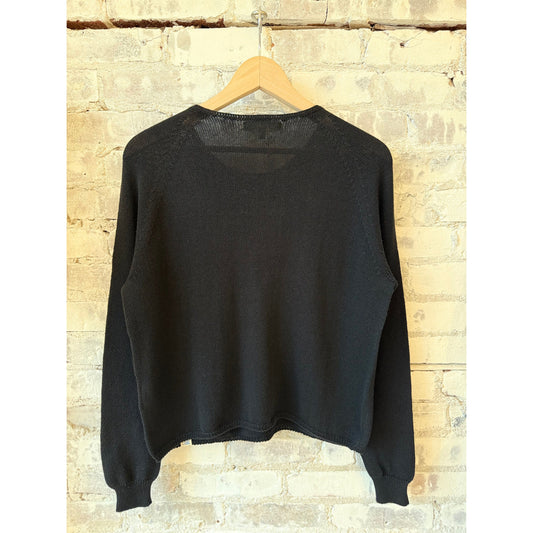 Lightweight Cotton-Cashmere Raglan Sweater - Deep Black - DUNE + SALT