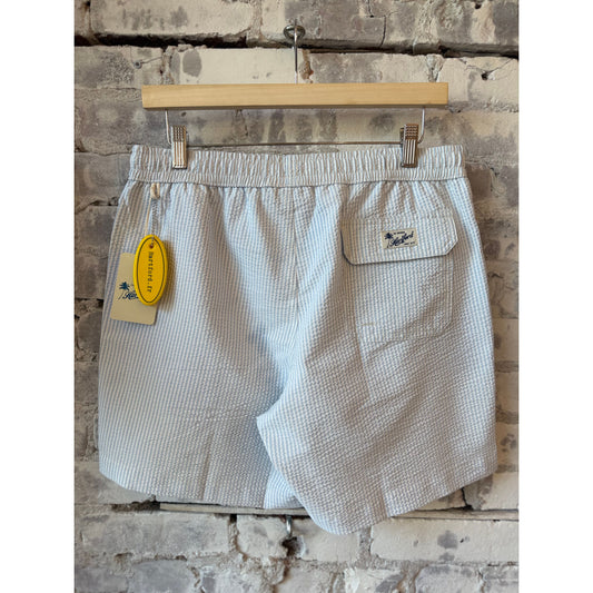 Hartford Men's Seersucker Woven Swimshort - Sky Dark Gray