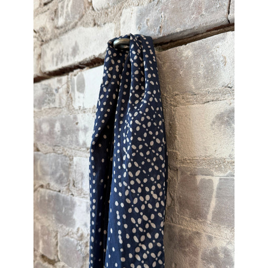 Women's woven scarf with indigo dots by Hartford Women's, featuring a soft fabric and stylish pattern.