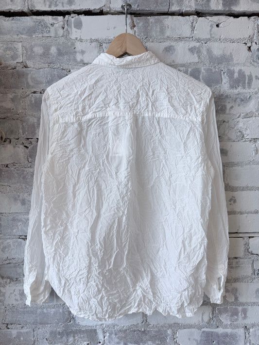 Washed Cotton Crinkle Classic Shirt – White - DUNE + SALT